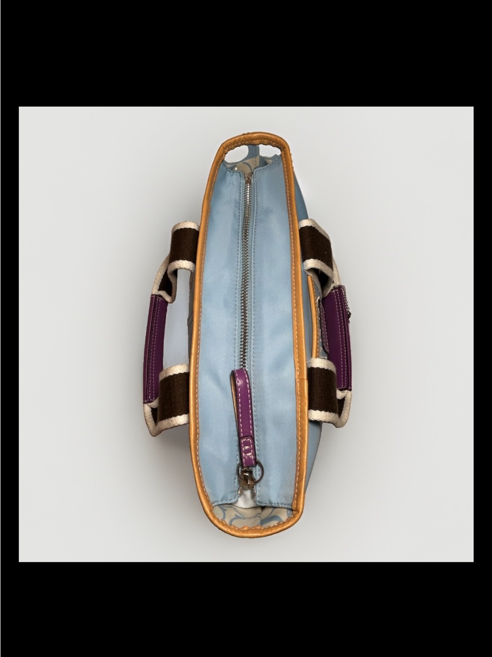 Coach Hamptons Mini Nylon Tote&Wristlet Set,Light Blue/Purple Leather-2005 #6268 - Picture 7 of 13